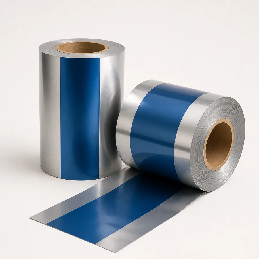 Laminated center-band rollstock on cardboard cores