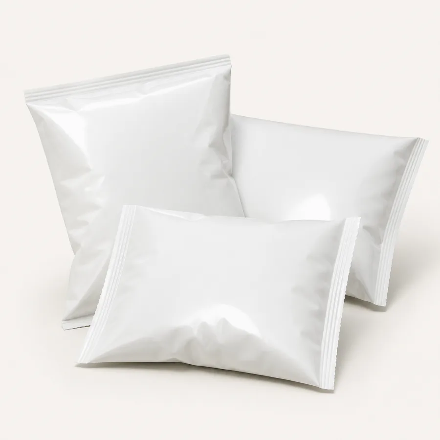 Plain sealed pillow-format flexible pouches